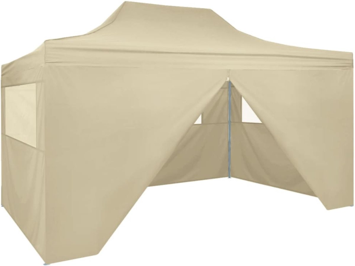 Partytent opvouwbaar - Paviljoen - 3x4,5 - Easy up - Waterdicht - met Zijwanden - Weerbestendig - Crèmewit