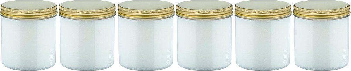 Goedkoopste Luxe Verzorgende Bodyscrub-Gel Touch of Tropical - 400 gram - Pot met gouden deksel - set van 6 stuks - Hydraterende Lichaamsscrub