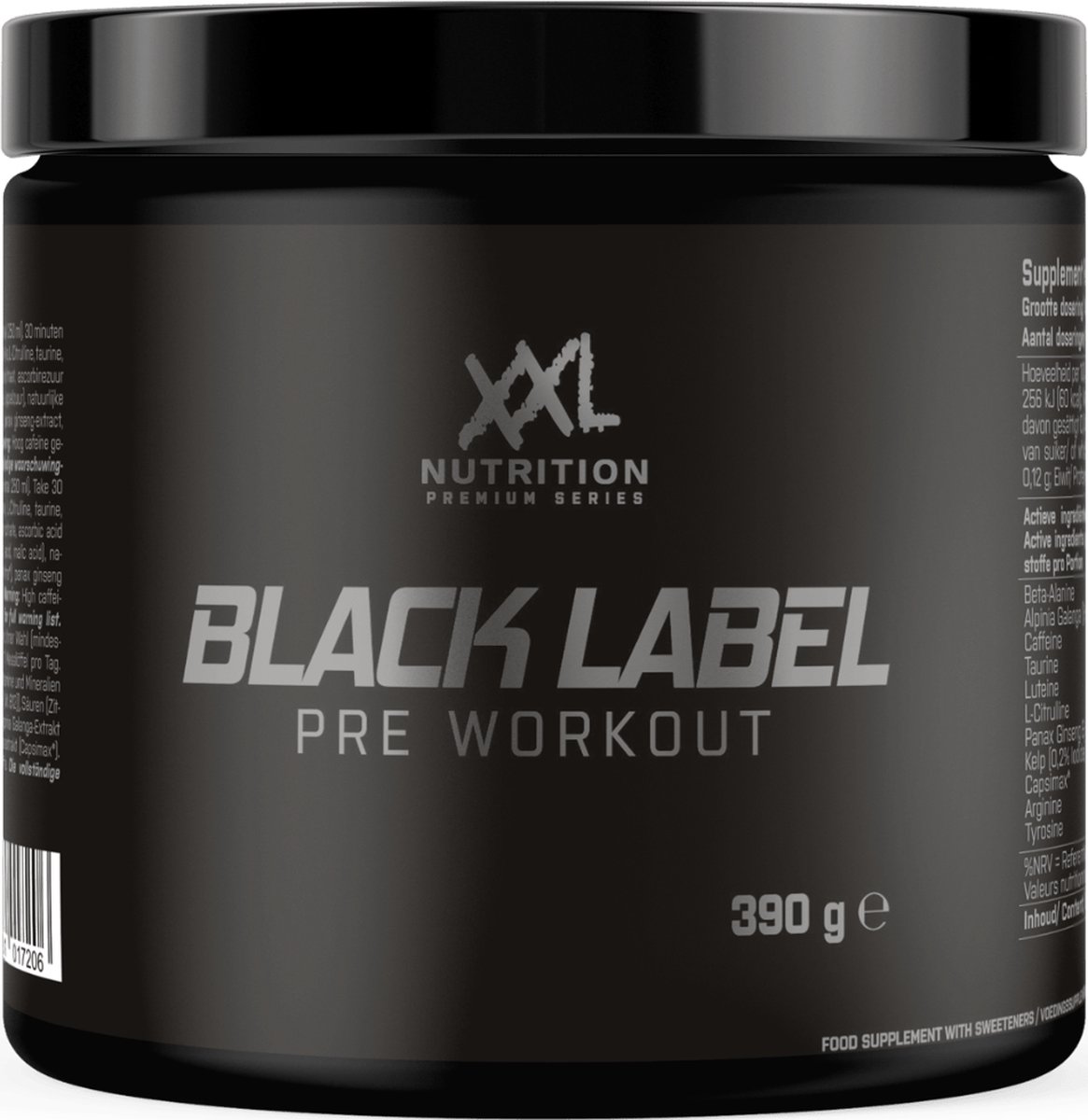 Goedkoopste XXL Nutrition - Black Label Pre-Workout - Beta-Alanine, Taurine, L-Citrulline, Arginine & 330 mg cafeïne per Serving - Pre Workout Energy Drink Sport Supplement - Apple Pear - 390 Gram - 30 doseringen