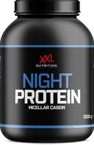 XXL Nutrition - Night Protein - 100% Micellar Caseïne Eiwit - Eiwitpoeder Proteïne Shake - Eiwitgehalte 87% - Chocolade Hazelnoot - 2000 gram