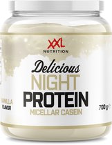 XXL Nutrition - Delicious Night Protein - 100% Micellar Caseïne Eiwit - Eiwitpoeder Proteïne Shake - Eiwitgehalte 79% - Vanille - 700 Gram