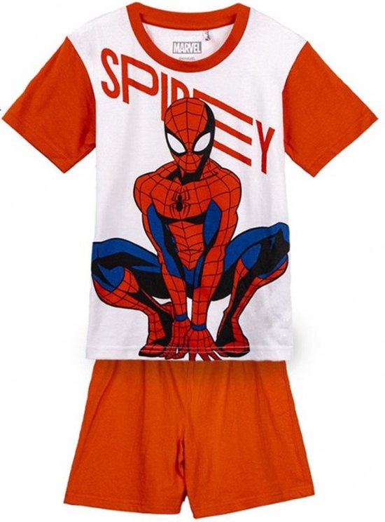 Spiderman Marvel - Pyjama court - Wit rouge - 100% Katoen - dans une boîte cadeau. Taille 116 cm / 6 ans.