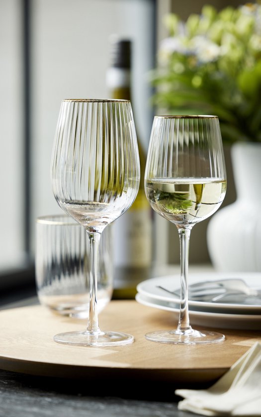Lyngby Glas - Verre à vin vin blanc Palermo bord doré (lot de 4) - Verres à vin