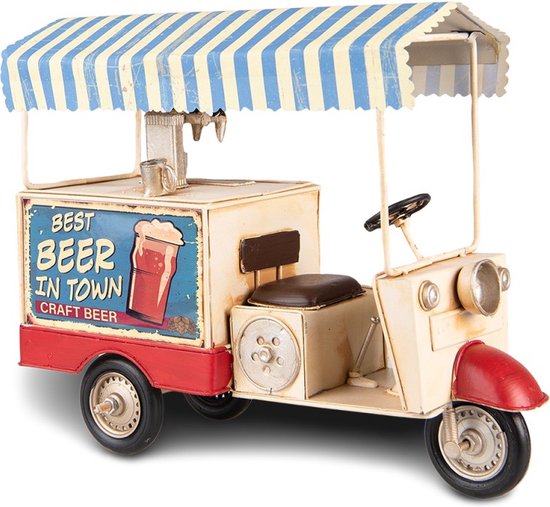 Decoratie Miniatuur 30x12x24 cm Blauw Beige Ijzer Best Beer in Town Decoratie Model