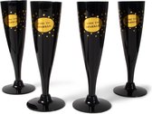 SENZA champagne glazen set/4 zwart/goud