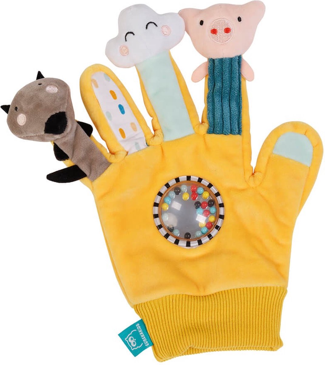 Eurekakids Speelhandschoen Geel - Handschoen om met Baby te Spelen - Met Rammelaar - Vanaf 0 / 6 Maanden
