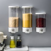 Cornflakes dispenser - Dispenser set van 3 - Voorraadpotten - Voedselcontainer - Rijst dispenser - Muur gemonteerd