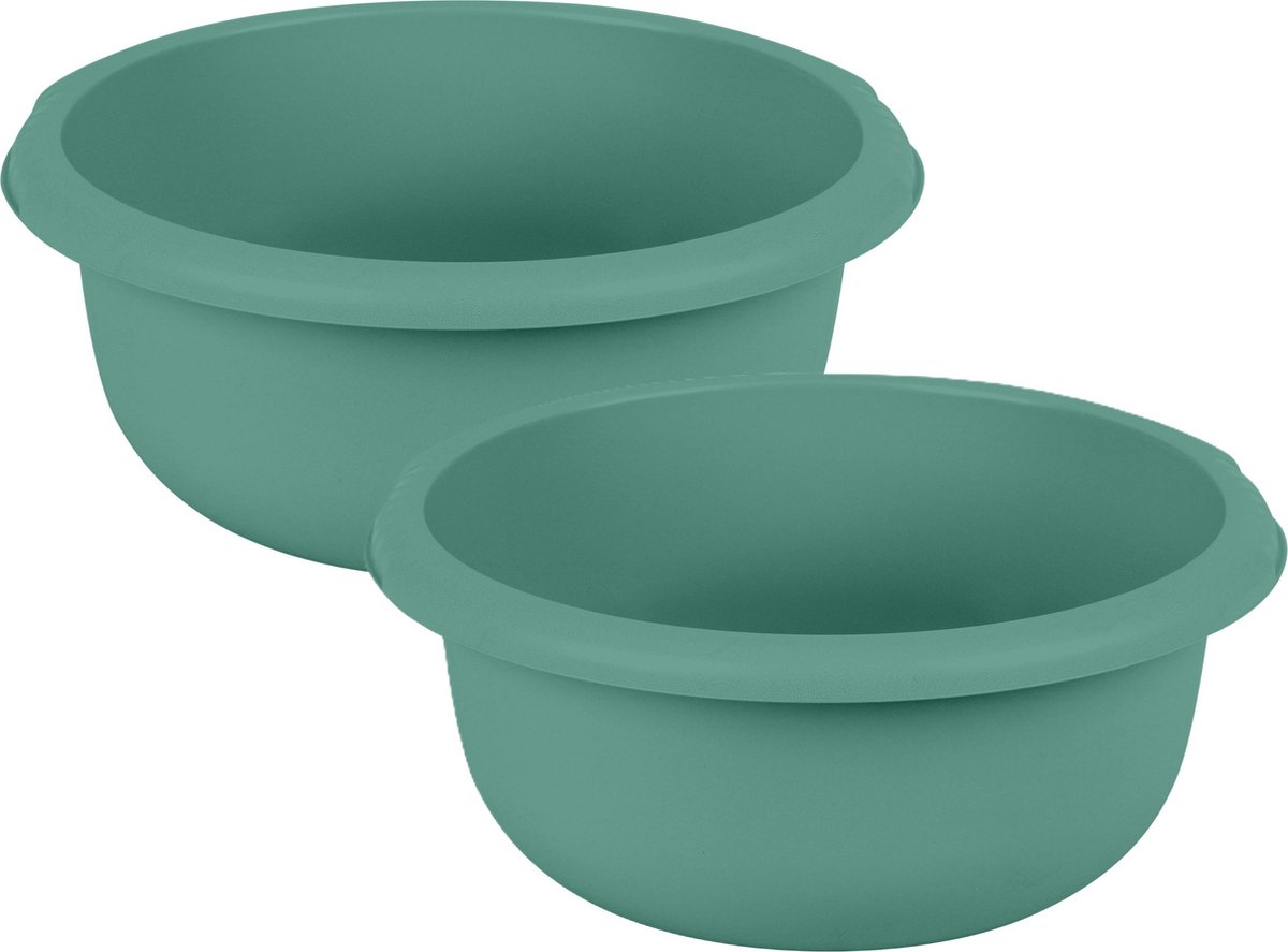 Goedkoopste Urban Living Afwasteil - 2x - kunststof - 10 Liter - D34 x H13 cm - jade groen - teiltjes - camping