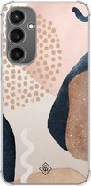 Casimoda® hoesje - Geschikt voor Samsung Galaxy S23 FE - Abstract Dots - Shockproof case - Extra sterk - TPU/polycarbonaat - Bruin/beige, Transparant