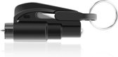 Sleutelhanger - 3-in-1 sleutelhanger - breekbaar raam - mini raambrekerhamer - zwart
