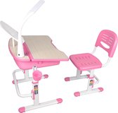 Vipack-Kinderbureau-verstelbaar-Comfortline-301-met-stoel-roze-en-wit