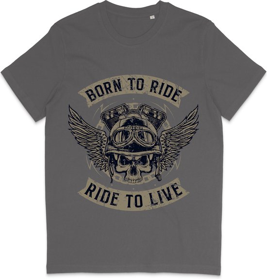 T-shirt voor motorrijders doodshoofd skelet doodskop in wit - Wit