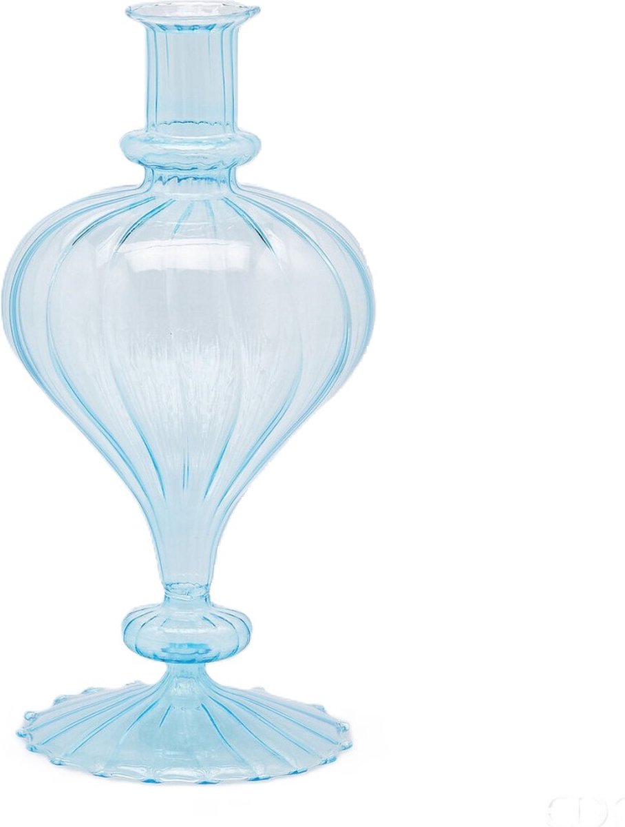 EDG Bloemenvaas Glas Blauw D 16 cm H 30 cm Opening 2 cm