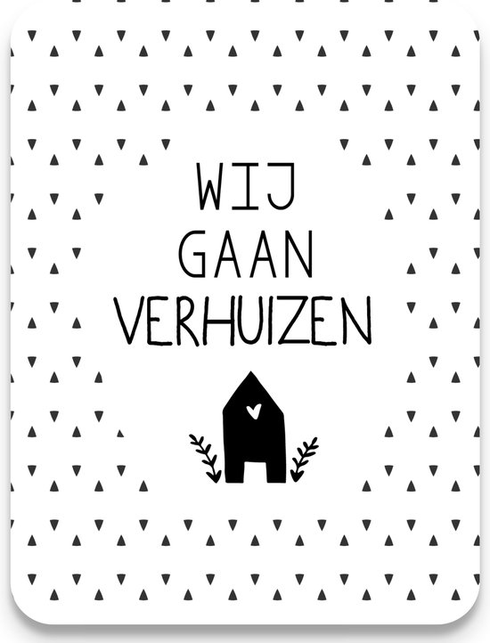 Studio Juulz - Verhuiskaart | 20 x VERHUISBERICHT WIJ GAAN VERHUIZEN ZWART HUISJE DRIEHOEKJES | huis | Verhuiskaarten | Verhuizen | Adreswijziging | Verhuisbericht | Nieuw huis | Samenwonen | Lief | Modern | Huisje | A6 | zwart wit | hartje