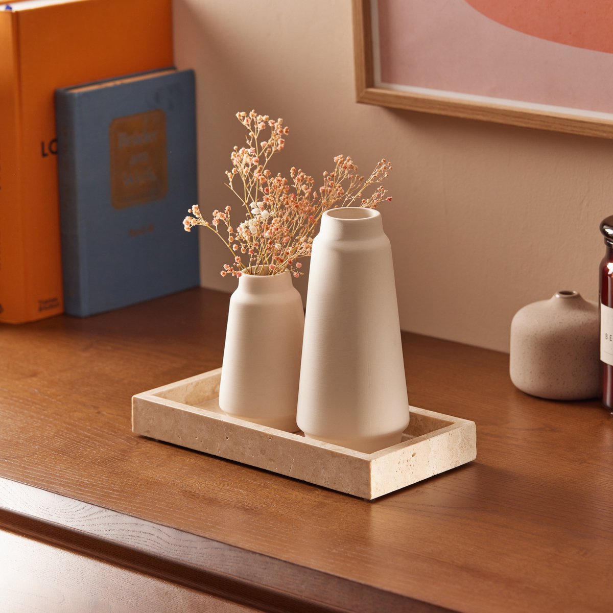 Natuurlijke marmeren lade, ovale luxe badkamer ijdelheid thuis keuken badkamer tafel lade, stenen decoratieve aanrecht serveerlades voor koffie parfum sieraden make-up sleutel donkerbruin 25 x 12 cm