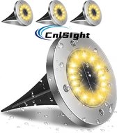 CNL Sight®Solar Grondspots (4 stuks) - warm wit-RVS Grond Spots op Zonne-energie met 16 LED Spotjes - 10 Uur Buiten Verlichting in Tuin - IP65 Waterdicht - Tuinverlichting Lamp - Buitenverlichting Tuinlamp