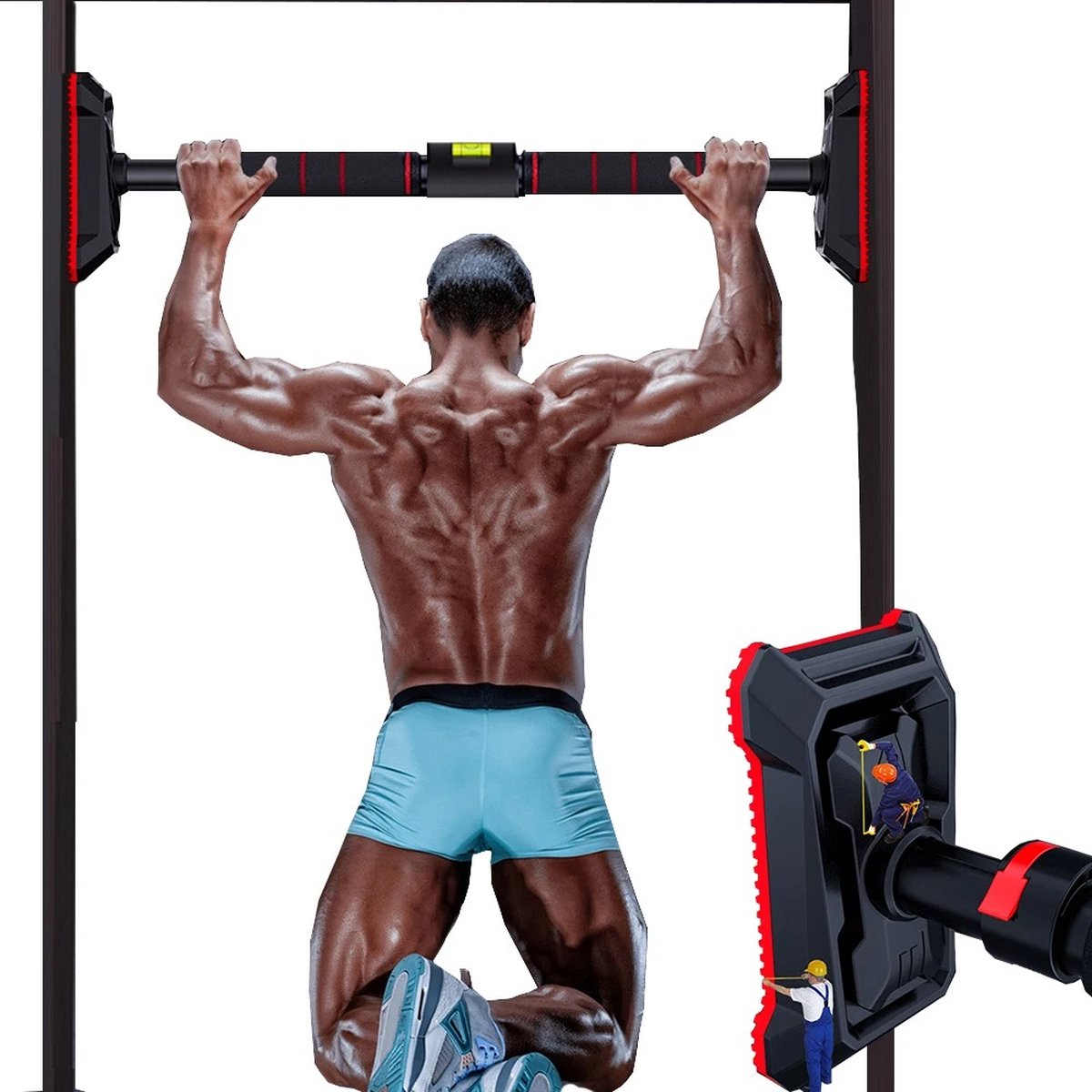Goodfinds - Verstelbare pull up bar - Thuis fitness - 350KG max - 92-125cm - Fitness deur