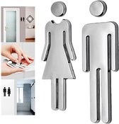 Toilet Man en Vrouw Pictogram - Toiletborden - Toilet Teken Mannen Dames - Toiletten Instructiebord - Zelfklevende toiletdeurplaat voor dames en heren