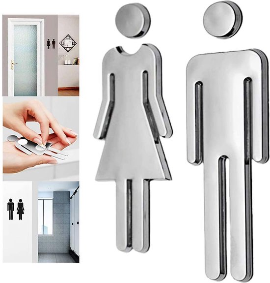 Pictogram Toilet Dames en Heren - Zelfklevend - 12 cm | bol
