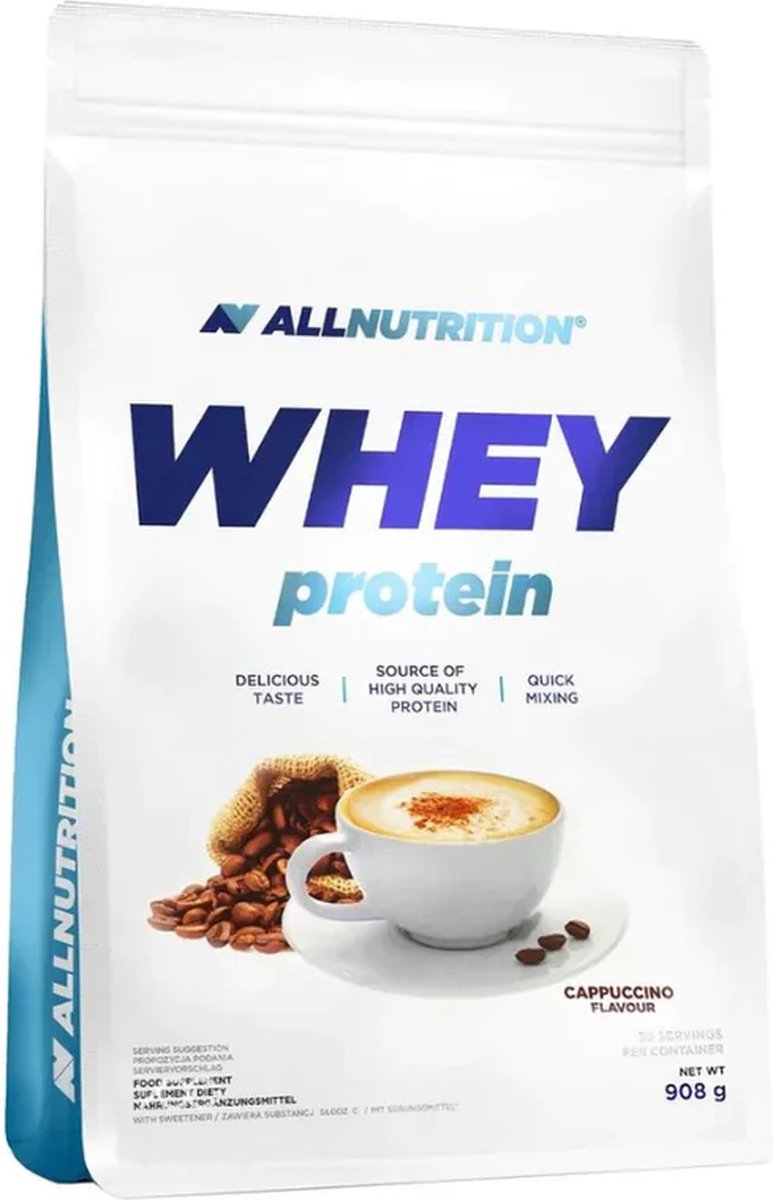 Goedkoopste AllNutrition | Whey protein | Cappuccino | 908gr 30 servings | Eiwitshake | Proteïne shake | Eiwitten | Whey Protein | Whey Proteïne | Supplement | Concentraat | Nutriworld