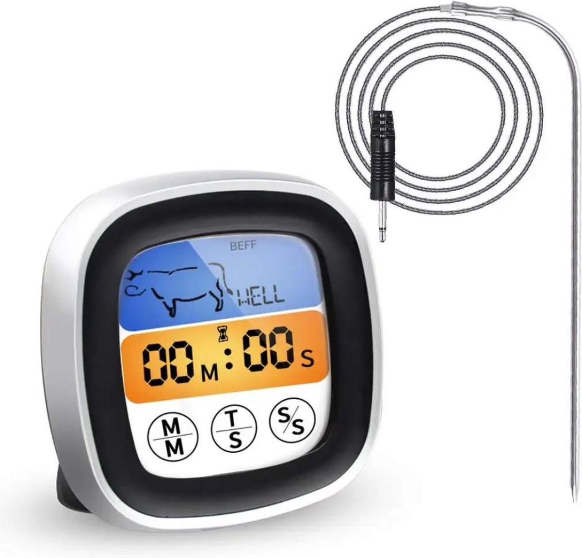 BBQBuddies BBQ Thermometer – Draadloze Digitale Vleesthermometer tot 300°C met Draad – Keukenthermometer - Voor BBQ, Oven en Koken