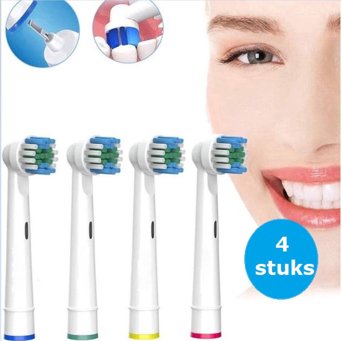 4 universele Opzetborstels voor Oral-B ® - Geschikt voor Oral B en Braun - opzetborstel