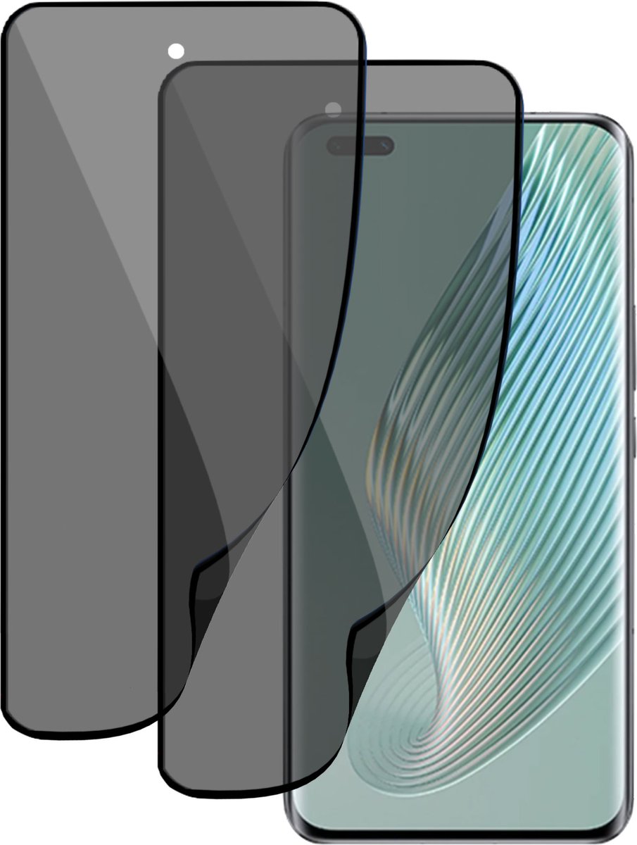 2x Privé Screenprotector geschikt voor Honor Magic5 Lite Screenprotector - Privacy Beschermglas - Privacy Proteqt+