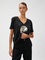 Koton 3SAK50237EK Volwassenen Vrouwen T-shirt Single - Zwart - L