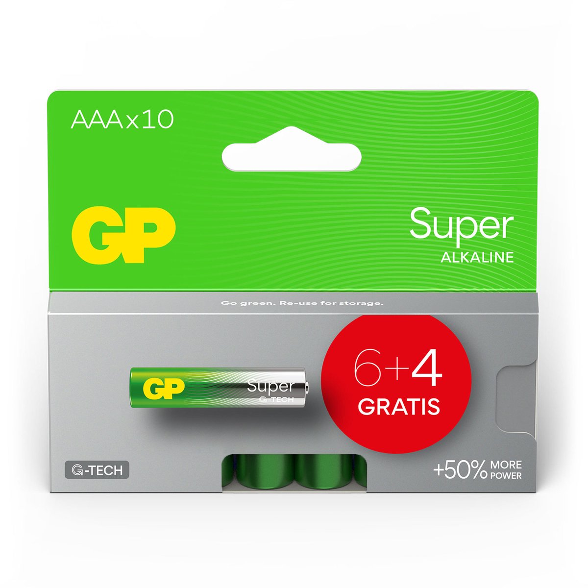 GP Super Alkaline batterij - AAA - 10-pack - actieblister(6+4)