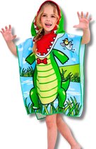 BoefieBoef Krokodil Dieren BadPoncho - De Perfecte Microvezel Kinderhanddoek met Capuchon voor Peuters en Kleuters (1-6 jaar) - groen