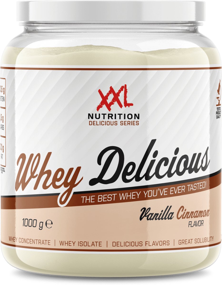 Goedkoopste XXL Nutrition - Whey Delicious - 80 Eiwit - Vanille Kaneel - Wei Eiwitpoeder met BCAA & Glutamine, Proteine Poeder, Eiwit shake, Whey Protein - Diverse Smaken - 1000 gram (33 shakes
