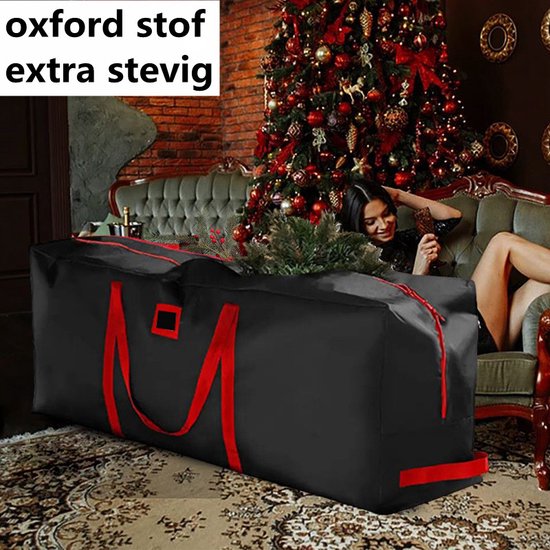 Sac de rangement durable – Perfect pour le sapin de Noël, les Vêtements et les Couvertures – Extra robuste et résistant à l'eau – Avec poignées pour un transport facile – 162 x 36 x 74,5 cm – Noir