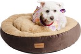 Primeplus Hondenmand Donut - Maat L - Honden Mand Geschikt Voor Honden tot 60 cm - Hondenkussen wasbaar - Hondenbed met pluche - Hondenmanden - Bruin