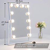 spiegel met verlichting voor make-uptafel, verlichte vanity mirror met 12 dimbare LED-lampen