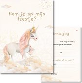 Koestert - uitnodiging kinderfeestje unicorn - 10 stuks - jongen of meisje - uitnodigingskaarten - uitnodiging verjaardag - uitnodiging kinderfeestje unicorn - uitnodiging unicorn