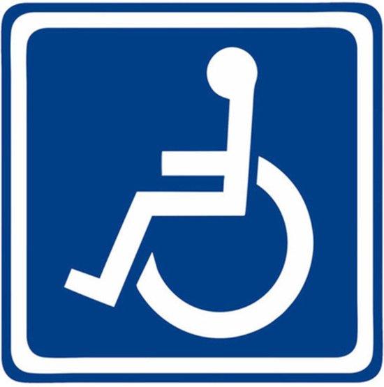 Autocollant handicapé avec fauteuil roulant - bleu - Autocollant voiture 8x 8 cm - Autocollant carré handicapé