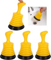 Set van 4 zuigbellen, kleine afvoerplunjers, 18 cm plunjers, zuigbellen, voor keuken, badkamer, toilet, riool, pijp, toilet, pijp, zuig- en verstoppingsgereedschap, geel