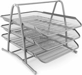 Metalen opbergvakken, bureau-organizer, bureau-organizer, schuifladen voor documenten, 3 laden, brievenbakje, documentenhouder, A4-organizer, mesh, opbergsysteem voor kantoor, asgrijs