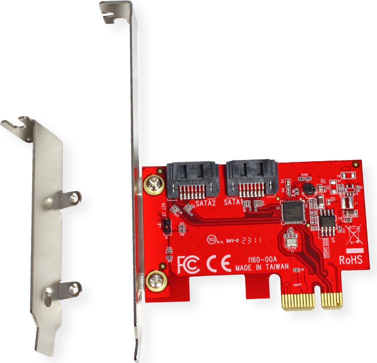 ROLINE PCIe x1 SATA III 6Gbps AHCI 2-Poorts Low Profile Host Adapter