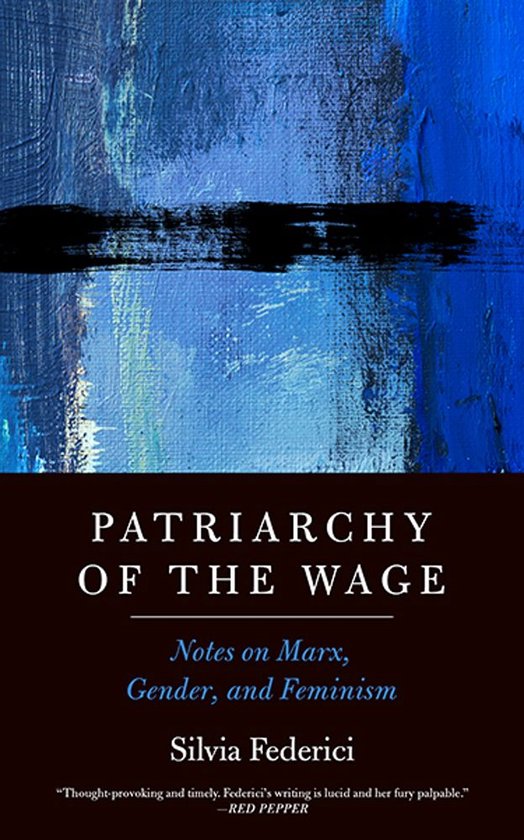 Boek 'Patriarchy of the Wage' met abstracte blauwe en zwarte penseelstreken op de kaft.