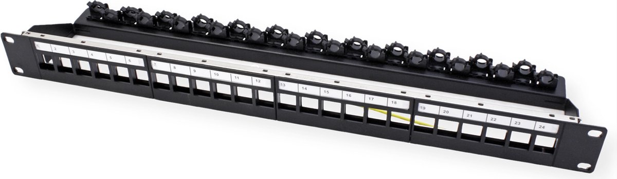 ROLINE 19" keystone module rack, leeg, 24P. afgeschermd , Clip bevestiging, zwart