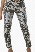 Dilena fashion Camouflage jeans Zilver opdruk