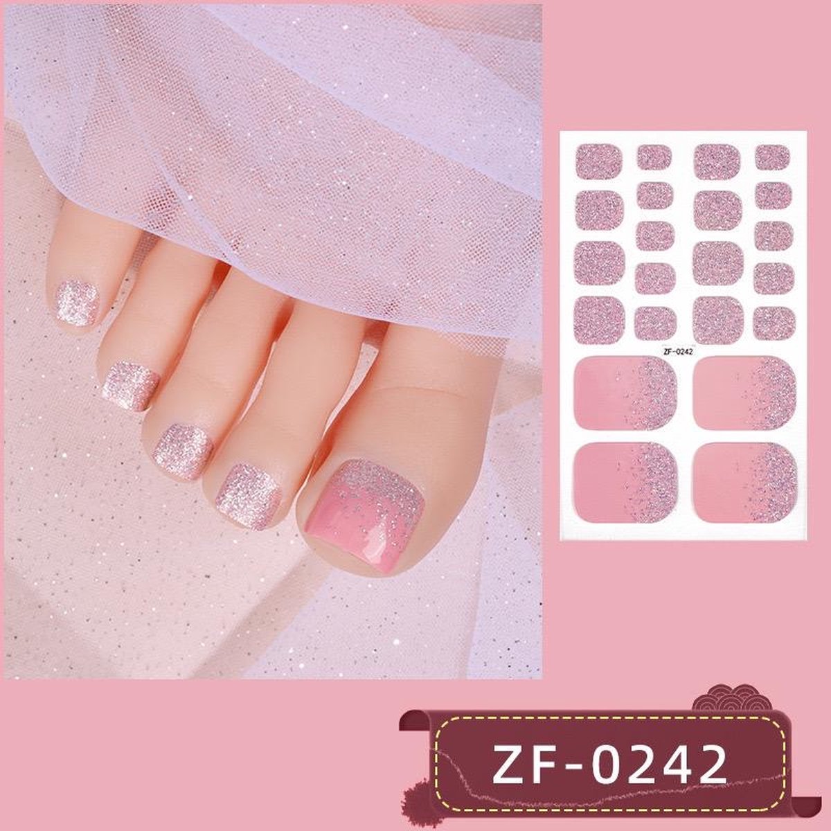 Goedkoopste Prachtige Teen NagelStickers/ 1 vel , 22 tips/ Manicure Feet Nail stickers,Nageldecoratie,Nagellak,Plaknagels / Nail stickers