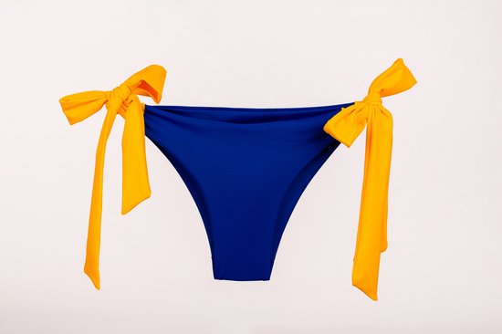 SugarChic Bow Bikini Broekje - Blauw/Geel - L - Prothese vriendelijke Bikini