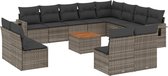 vidaXL - 13-delige - Loungeset - met - kussens - poly - rattan - grijs