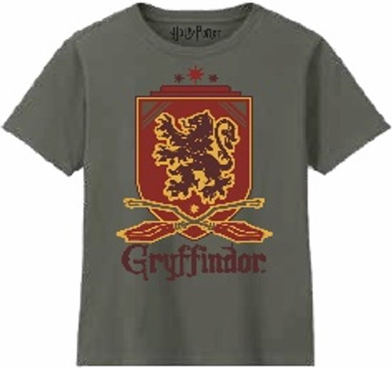 Harry Potter - T-Shirt Kaki Blason de Gryffondor - Garçon 10 Ans