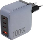 Forcell - Adapter - met 3 x USB C en USB A aansluitingen - 100W - Quick Charge 4.0 - Grijs