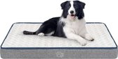 Groot hondenbed wasbare hondenmatrasmat voor hondenkrat orthopedisch hondenbed met afneembare pluche hoes, omkeerbare hondenbedden met waterdichte voering voor grote honden, grijs, 90 x 60 x 7,5 cm