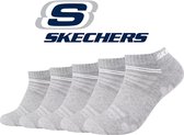 SKECHERS 5 PACK Sneakersokken Grijs 35/38 Naadloos in gekamde katoen en zonder druk op de rekker met 100% garantie om niet af te zakken