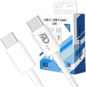 MDblue® USB C naar USB C Kabel - 2 meter - Snellader & Datasynchronisatie - Oplaadkabel - Wit